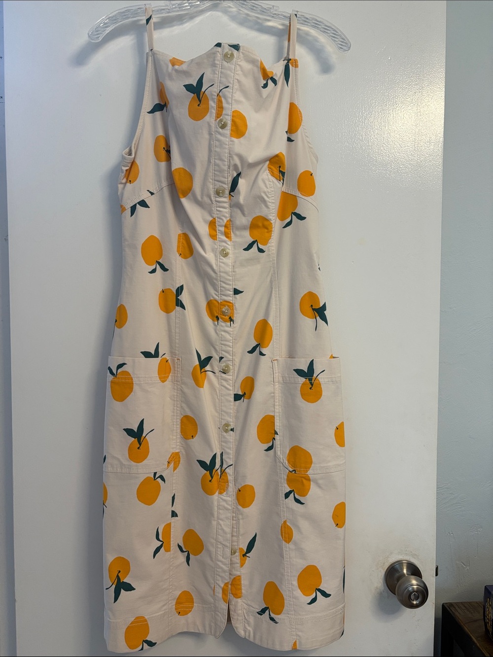 Maeve Cream Sundress with Yellow Orange Print